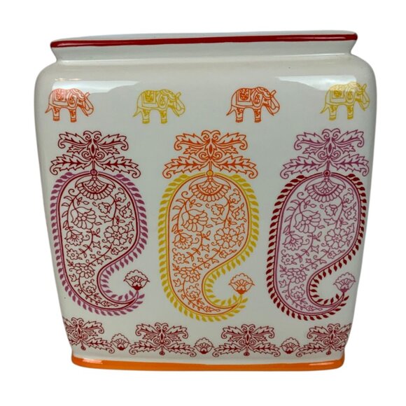 Creative Bath Products Silk Road Ceramic Tissue Box Cover Elephant Paisley - Picture 4 of 9